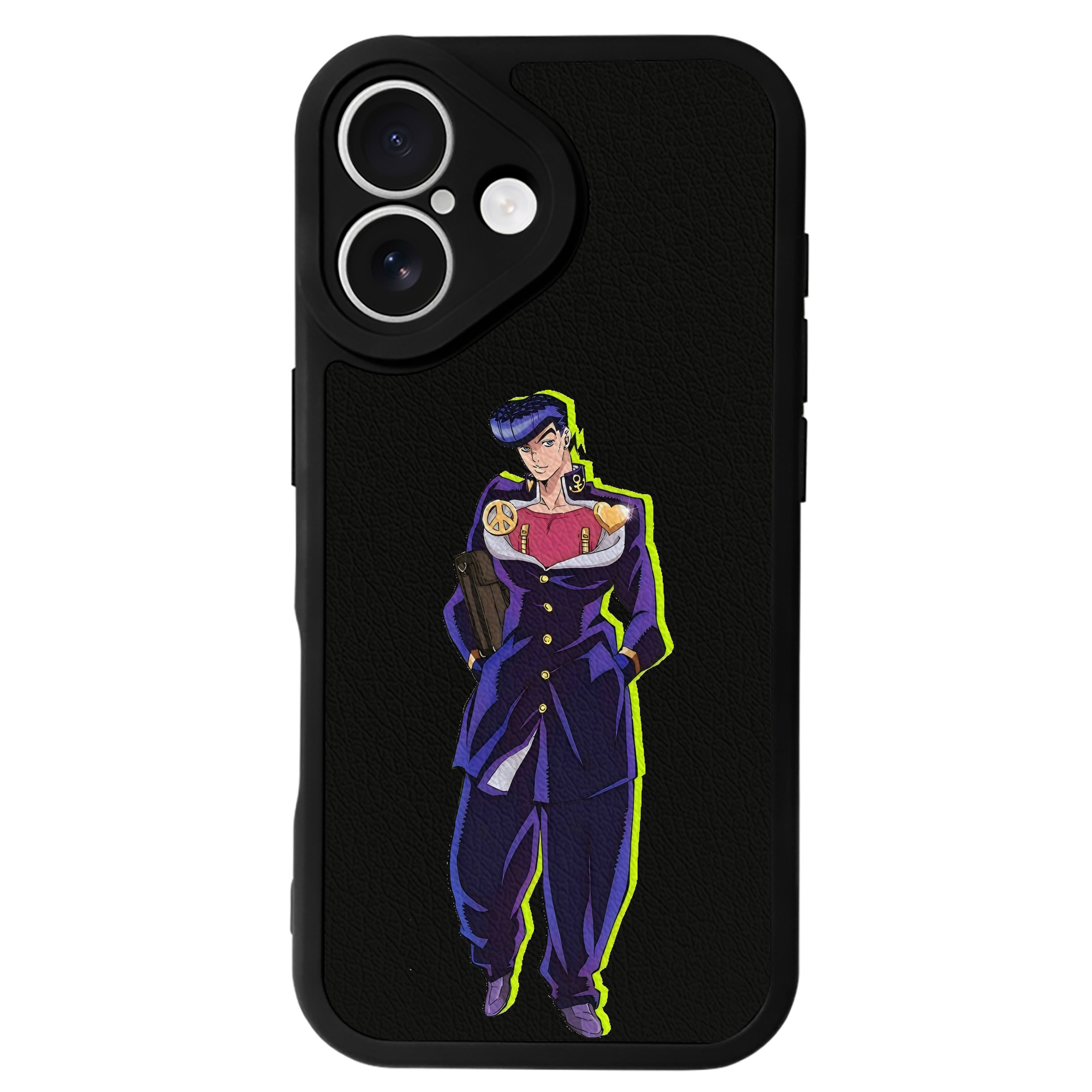 （画像用） ジョジョの奇妙な冒険 ひがしかた じょうすけ JoJo's Bizarre Adventure Higashikata Josuke 【iPhone 16シリーズ対応】シリコンスマホケース（レザー調） 材質：シリコン